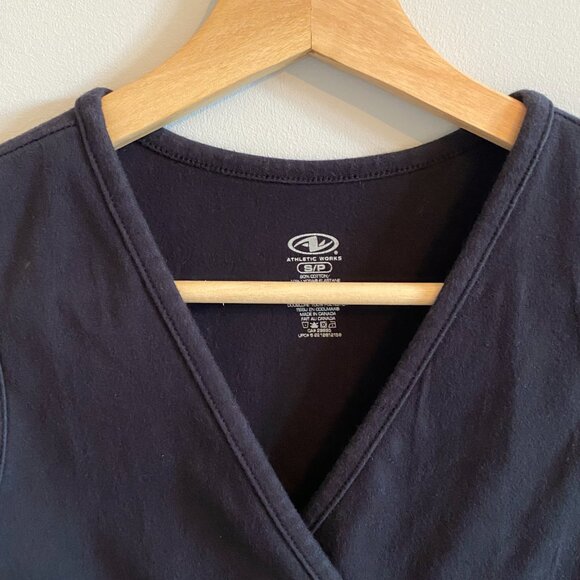 Black Crossover V-Neck Tank Top Cotton Y2K Sporty Athletic - Picture 5 of 10